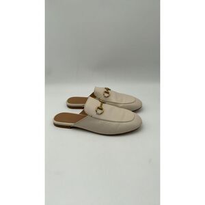 Quince Cream Slip-On Loafers with Gold Buckle